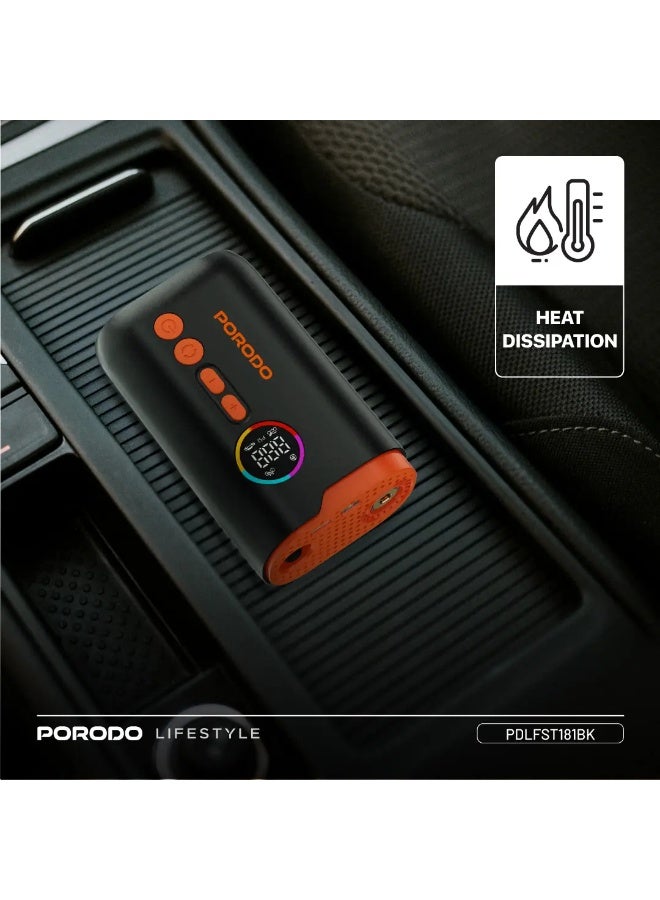 بورودو بلو منفاخ إطارات محمول من بورودو لايف ستايل، مزود بأربعة أوضاع نفخ، ونظام تبديد حرارة، وضغط هواء يصل إلى 150 رطل لكل بوصة مربعة، وقدرة 55 واط، ومعدل تدفق هواء 16 لتر/دقيقة، وشاشة عرض رقمية، وبطاريتين سعة 1500 مللي أمبير، ووقت شحن يصل إلى 5 ساعات - أسود - Image 3